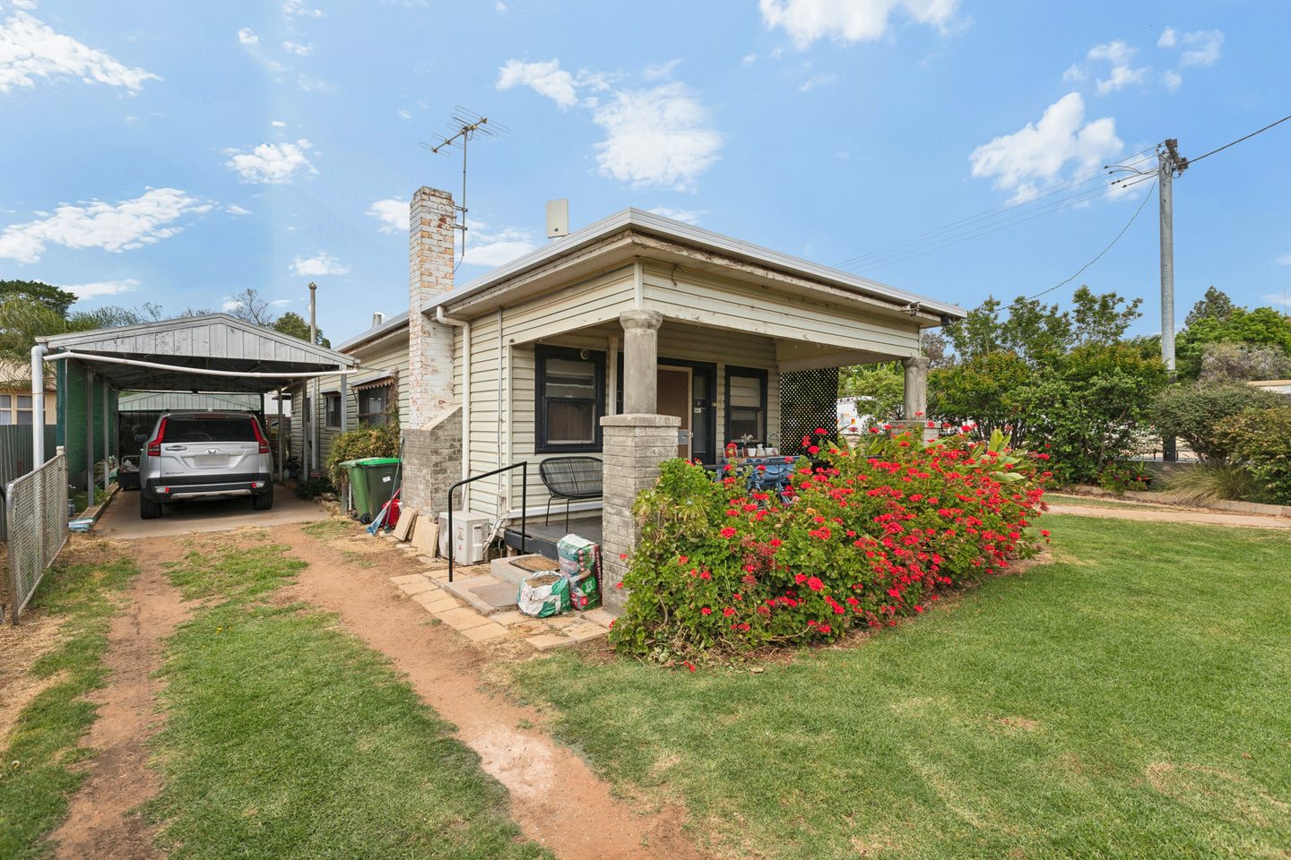 Driveway beside the front porch