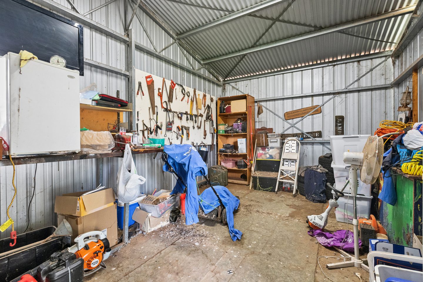 Inside the shed